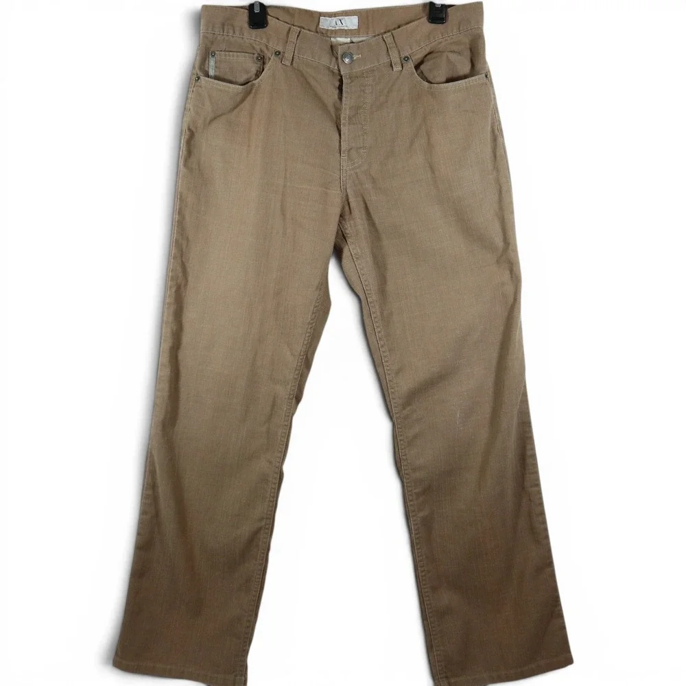 Armani Exchange Corduroy Pants 34 Straight Tan Y2K Fine Wale Texture